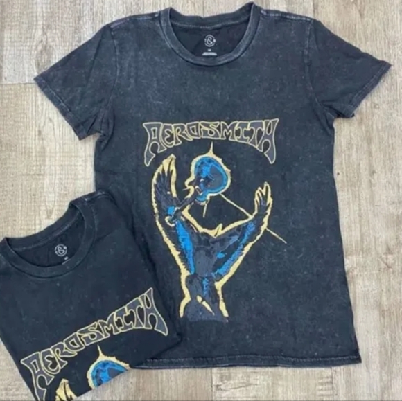 NWOT Nordstrom Aerosmith Black Vintage Band Tshirt Size Med - Picture 3 of 11